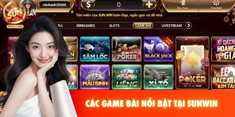 Các game bài nổi bật tại SUNWIN